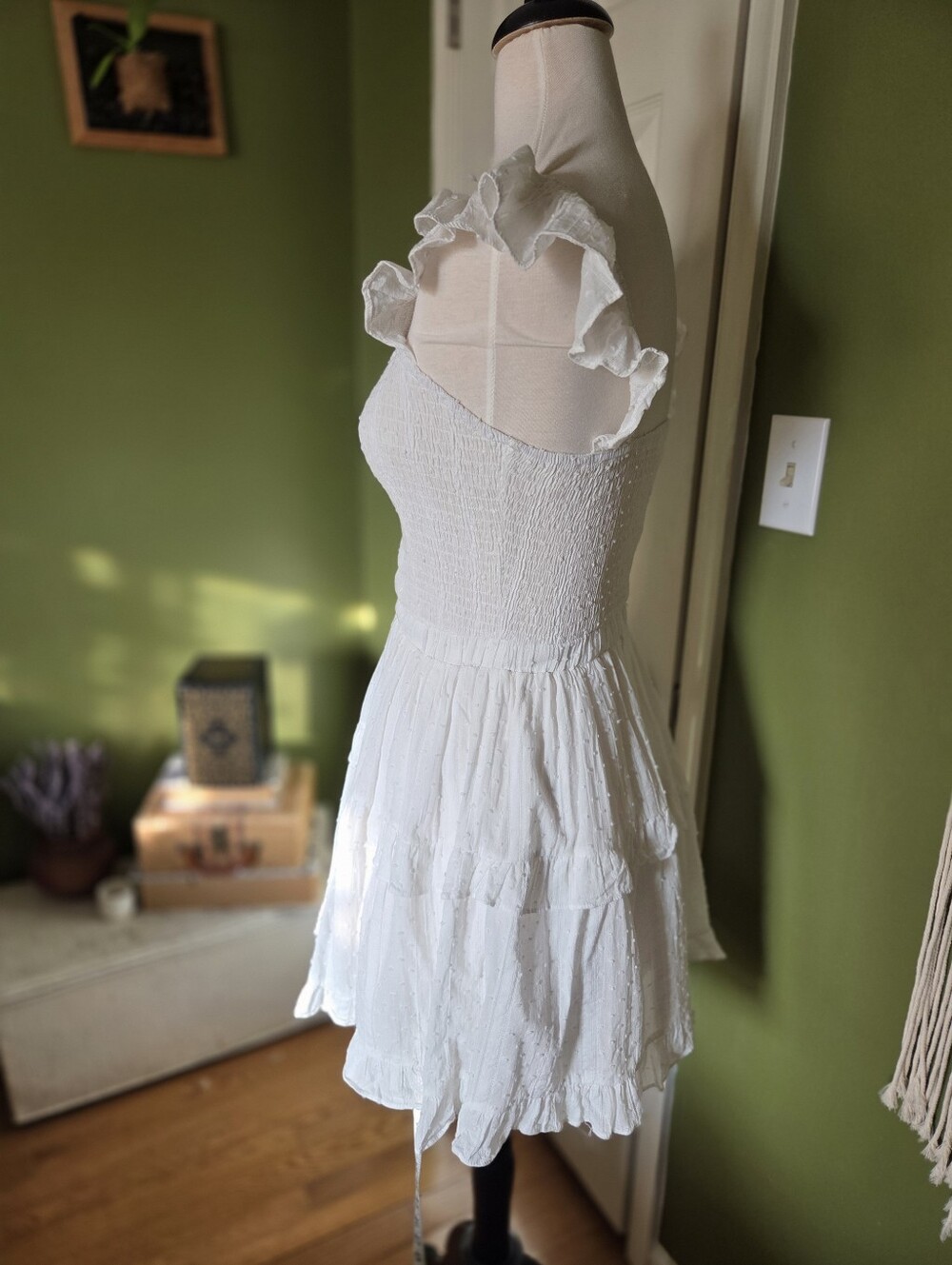 Mable White Ruffle Mini Dress Size S - Picture 6 of 9